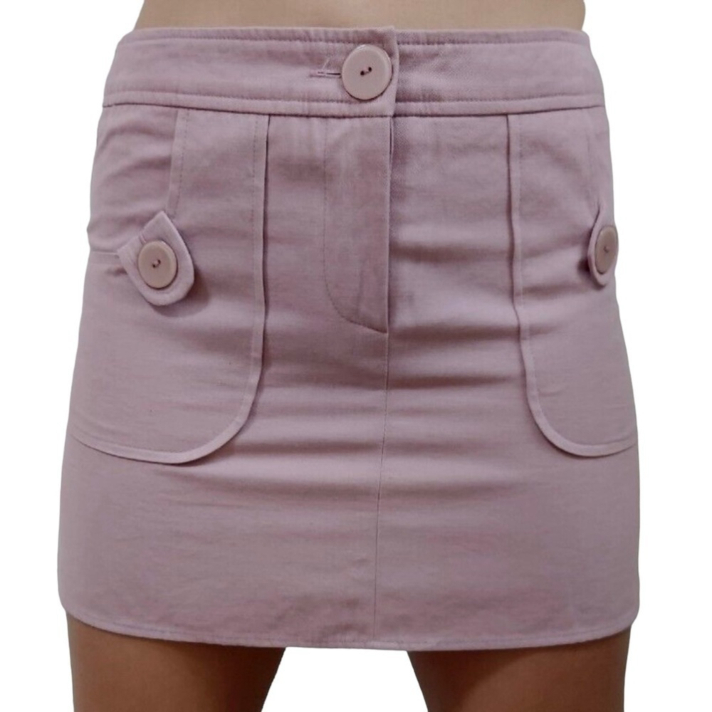 NWTS Ulla Johnson Mauve Pastel Pink Purple 100% Cotton Mini Skirt with Pockets
